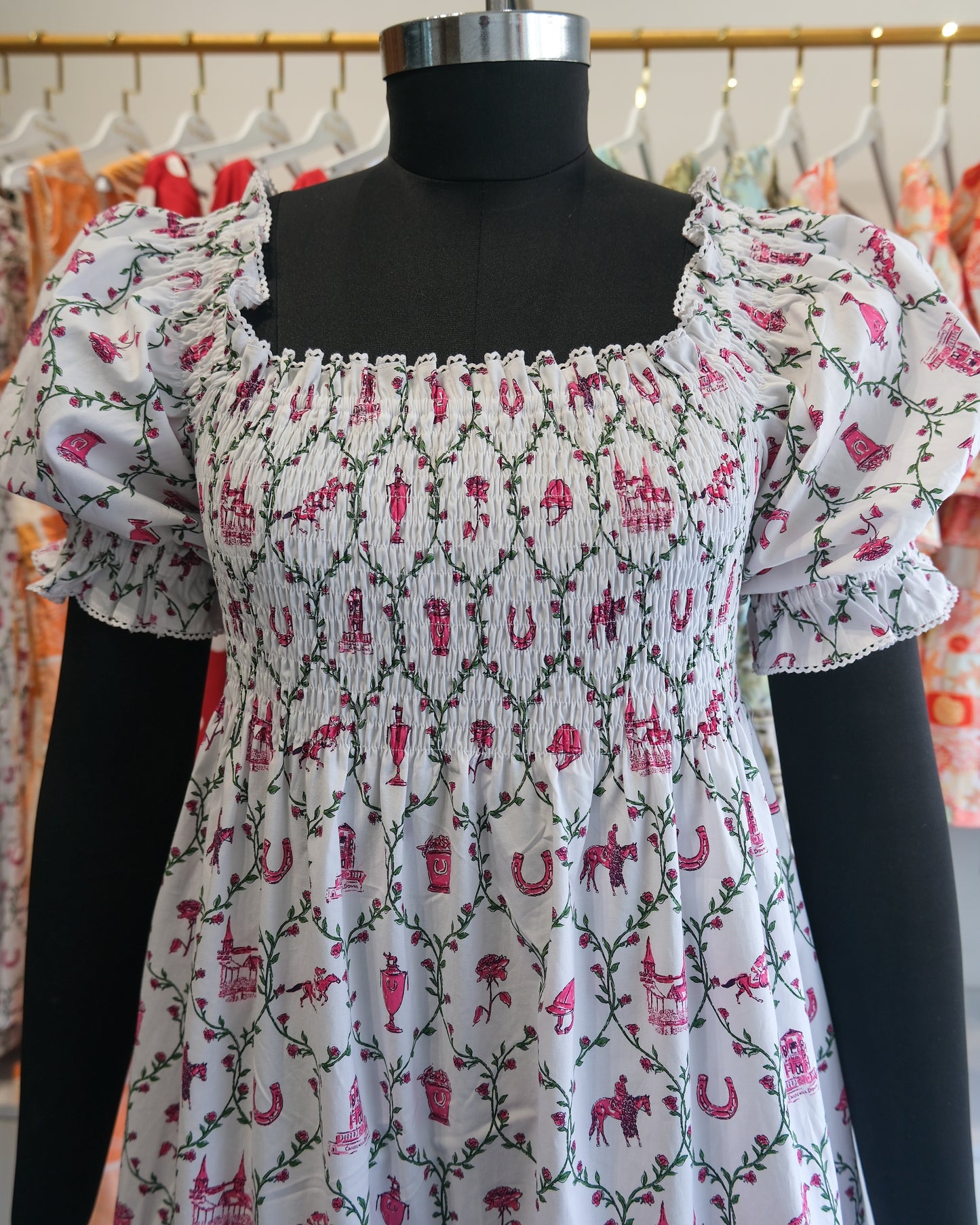 Primrose Pink Smocked Tiered Midi Dress