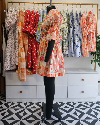 Summer Postcard Pintuck Short Dress
