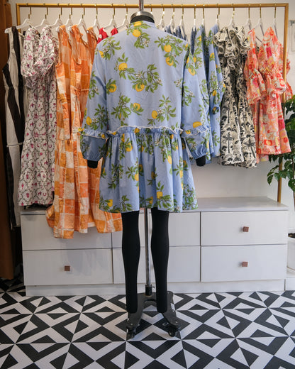 Powder Blue Citrus Ruffle Short Dress
