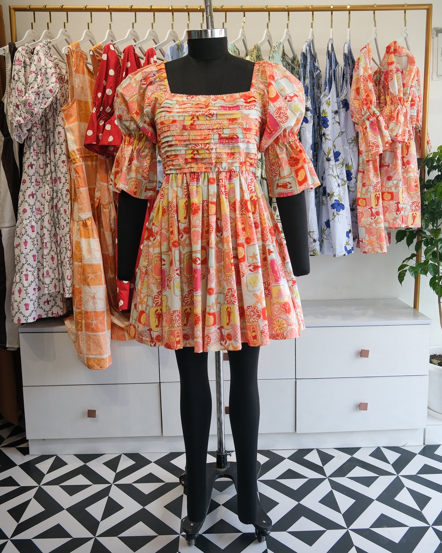Summer Postcard Pintuck Short Dress