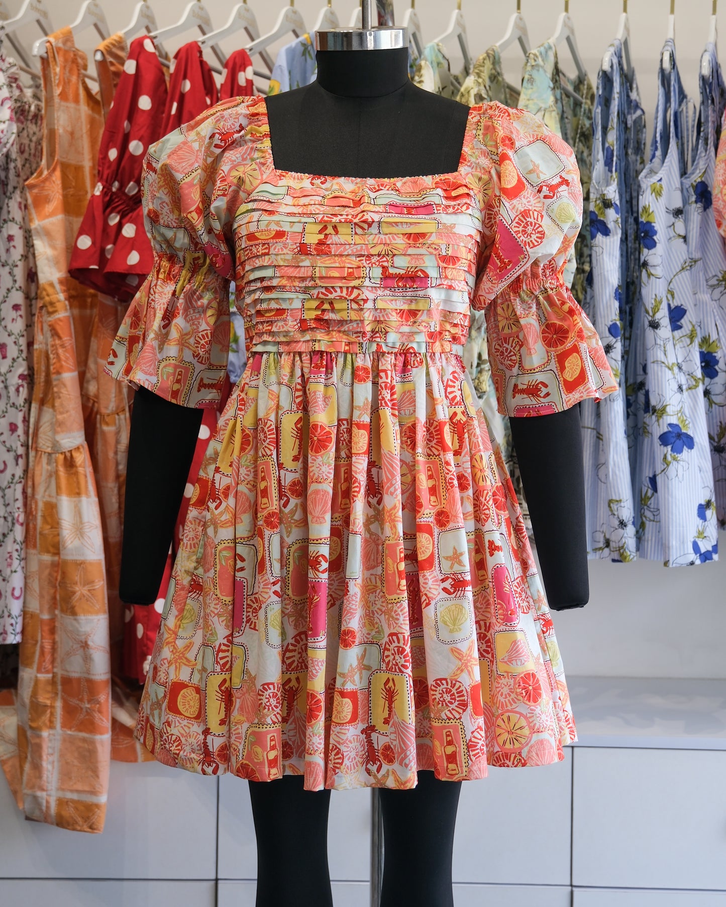 Summer Postcard Pintuck Short Dress