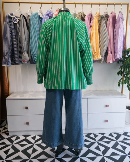 Green Striped Bow Tie Raglan Shirt