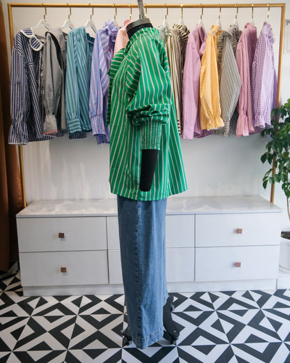 Green Striped Bow Tie Raglan Shirt