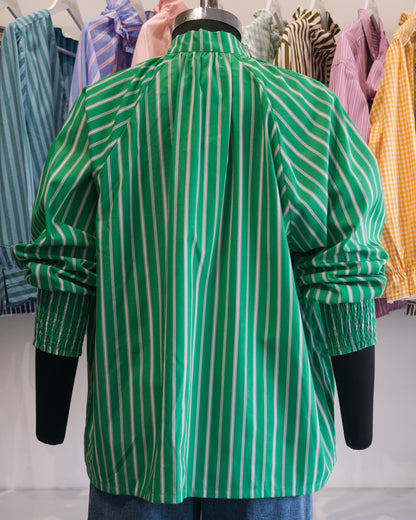 Green Striped Bow Tie Raglan Shirt