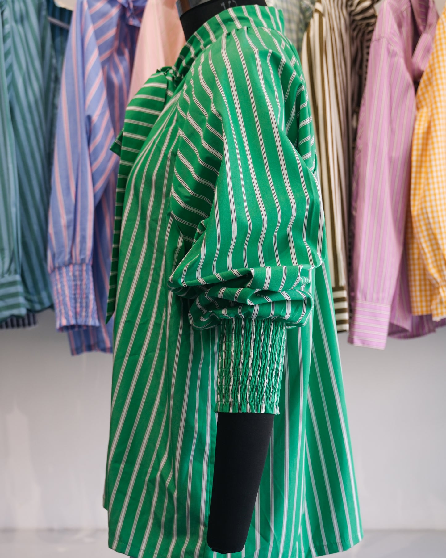 Green Striped Bow Tie Raglan Shirt