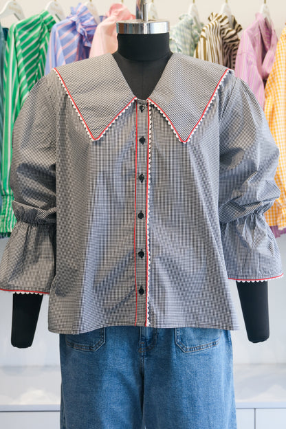 Monochrome Checkered Peter Pan Sailor Shirt