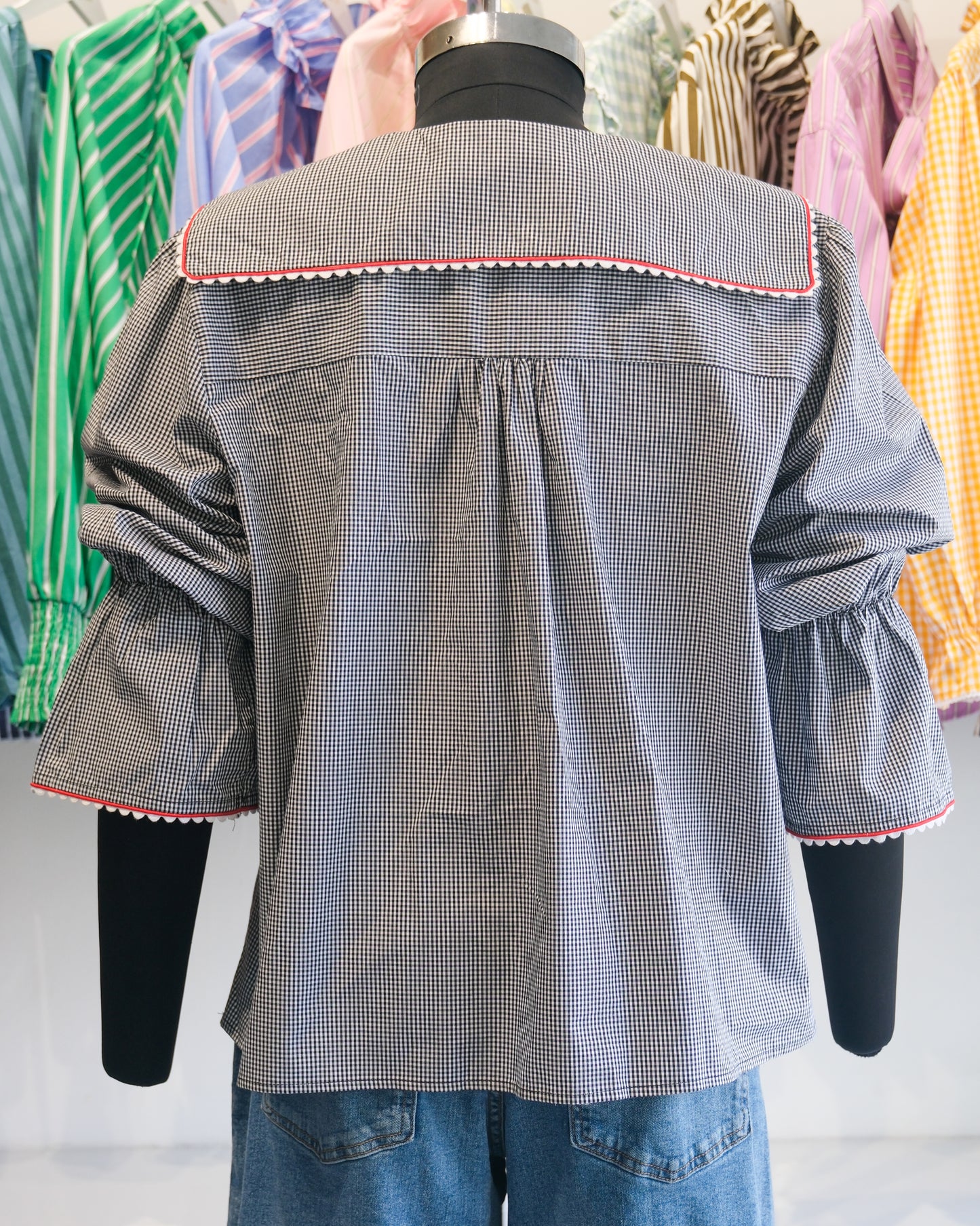 Monochrome Checkered Peter Pan Sailor Shirt