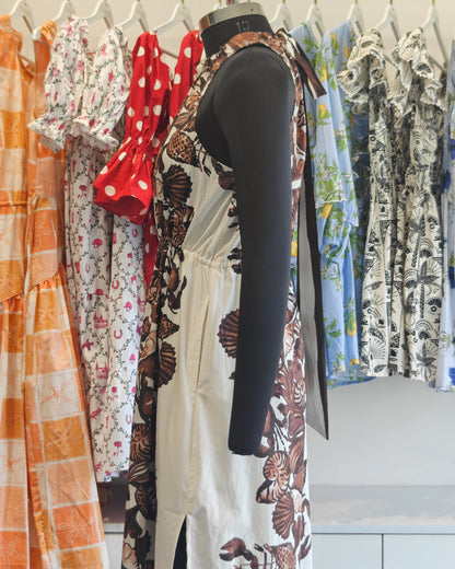 Cocoa Shells Halter Neck Tie Maxi Dress