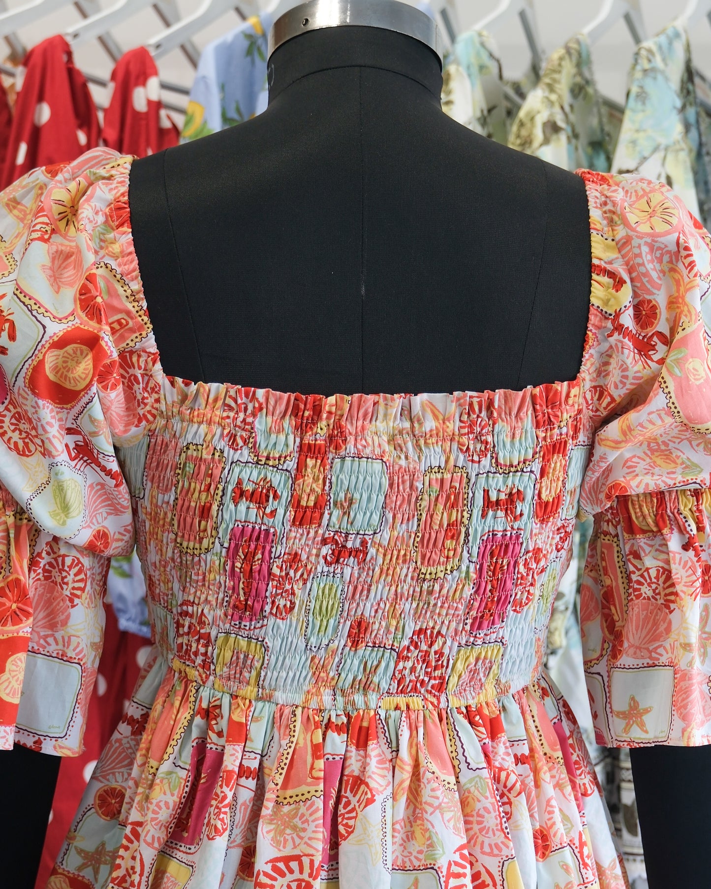Peachy Summer Postcard Pintuck Short Dress