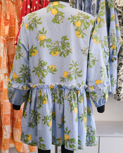 Powder Blue Citrus Ruffle Short Dress